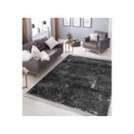 RealHomes Siyah Zeminde Örme Motifli Eskitme Desenli Geometrik Eskitme Motifli Antre Salon & Saçaklı Halı HaliDik-Deluxe-11641, 100 x 120