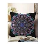RealHomes Siyah Zeminde Pembe Mavi Mandala Desenli Modern Çift Taraflı Raşel Örme Yastık Kılıfı, Sonil-K5132siyah-43x43cm