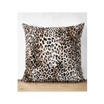 Realhomes Suet-K-3791 Çift Taraflı Leopar Motifli Dijital Baskılı Süet Yastık Kırlent Kılıfı