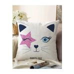 RealHomes Süper Cat Motifli Modern Dijital Baskılı Çift Taraflı Raşel Örme Yastık Kılıfı, Sonil-K-2491-55x55cm