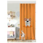 RealHomes Tek Kanat Köpek Desenli Dijital Baskılı Modern Çocuk Odası Fon Perde, Rh-CPerdeTek-4880-140x260