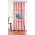 RealHomes Tek Kanat Pembe Zeminli Yılbaşı Konseptli Desenli Salon Fon Perdesi
