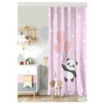 RealHomes Tek Kanat Uçan Balonlar Ve Sevimli Panda Desenli Çocuk Odası Fon Perde, Rh-CPerdeTek-4353p-140x260