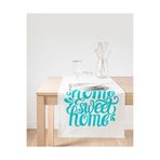 Realhomes Turkuaz Home Sweet Home Dijital Baskılı Süet Runner