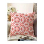 RealHomes Turuncu Damask Motifli Çift Taraflı Dijital Baskılı Modern Raşel Örme Yastık Kılıfı, Sonil-K-2313-55x55cm