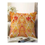 RealHomes Turuncu Damask Tasarımlı Dijital Baskılı Dekoratif Raşel Örme Yastık Kırlent Kılıfı, Sonil-KRyl51-43x43cm