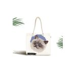 RealHomes Unisex Sevimli Kedi Desenli Dijital Baskılı Modern Fermuarlı Plaj Çantası, Canta-5728