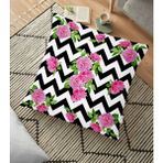 RealHomes YER-2517 Zigzag Zebra Temalı Gül Motifli Modern 70x70 cm Yer Minderi
