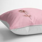 RealHomes YER-3019 Pembe Zeminli Altın Gül 3D Baskılı 70x70 cm Yer Minderi