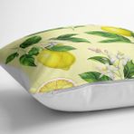 RealHomes YER-3096 Krem Zeminli Limon Desenli Dekoratif 70x70 cm Yer Minderi
