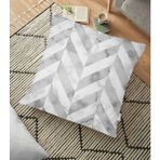RealHomes YER-3153 Mermer Zeminli Siyah Geometrik Desenli Modern 70x70 cm Yer Minderi