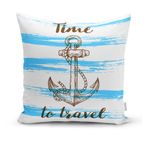 RealHomes YER-3208 Time to Travel Denizci Desenli Modern 70x70 cm Yer Minderi