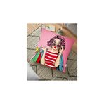 RealHomes YER-3289 Pembe Zeminli Popart Desenli Dekoratif 70x70 cm Yer Minderi