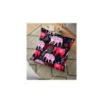 RealHomes YER-3449 Siyah Zeminli Pembe Filler Zeminli Dekoratif 70x70 cm Yer Minderi