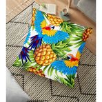 RealHomes YER-3497 Ananas ve Palmiye Yaprakları Dekoratif 70x70 cm Yer Minderi