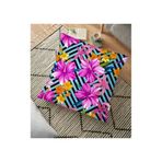 RealHomes YER-3531 Geometrik Zeminli Mor Zambaklar Dekoratif 70x70 cm Yer Minderi