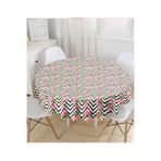 RealHomes Zigzag Zebra Desenli Ogea Desenli Yuvarlak Masa Örtüsü - Çap 140cm, MasaYuv-2442-140x140cm