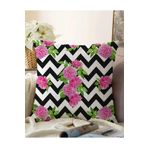 RealHomes Zigzag Zebra Temalı Gül Motifli Modern Çift Taraflı Raşel Örme Yastık Kılıfı, Sonil-K2517-43x43cm