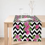 Realhomes Zigzag Zebra Temalı Gül Motifli Modern Süet Runner