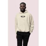 Realistic Baskılı Bej Erkek Kapüşonlu 3 iplik Şardonlu Ribanalı Sweatshirt Hoodie