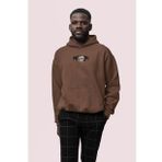 Realistic Baskılı Kahverengi Erkek Kapüşonlu 3 iplik Şardonlu Ribanalı Sweatshirt Hoodie