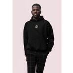 Realistic Baskılı Siyah Erkek Kapüşonlu 3 iplik Şardonlu Ribanalı Sweatshirt Hoodie