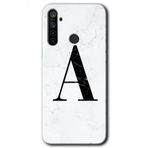 Realme 5I Beyaz Mermer Desenli A Harfi Baskılı Uyumlu Silikon Kılıf