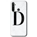 Realme 5I Beyaz Mermer Desenli D Harfi Baskılı Uyumlu Silikon Kılıf