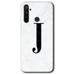 Realme 5I Beyaz Mermer Desenli J Harfi Baskılı Uyumlu Silikon Kılıf