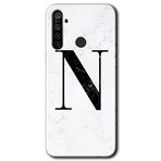Realme 5I Beyaz Mermer Desenli N Harfi Baskılı Uyumlu Silikon Kılıf
