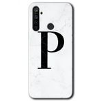 Realme 5I Beyaz Mermer Desenli P Harfi Baskılı Uyumlu Silikon Kılıf