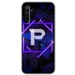 Realme 5I Dark Neon Yaprak P Harfi Baskılı Uyumlu Silikon Kılıf