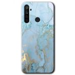 Realme 5I Mavi Gold Mermer Baskılı Uyumlu Silikon Kılıf