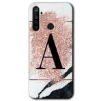 Realme 5I Pembe Mermer Desenli A Harfi Baskılı Uyumlu Silikon Kılıf