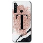 Realme 5I Pembe Mermer Desenli T Harfi Baskılı Uyumlu Silikon Kılıf