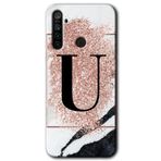 Realme 5I Pembe Mermer Desenli Ü Harfi Baskılı Uyumlu Silikon Kılıf