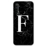 Realme 5I Siyah Mermer Desenli F Harfi Baskılı Uyumlu Silikon Kılıf