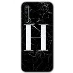 Realme 5I Siyah Mermer Desenli H Harfi Baskılı Uyumlu Silikon Kılıf