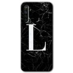 Realme 5I Siyah Mermer Desenli L Harfi Baskılı Uyumlu Silikon Kılıf