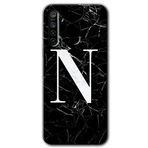 Realme 5I Siyah Mermer Desenli N Harfi Baskılı Uyumlu Silikon Kılıf