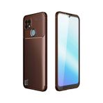 Realme C21 Kılıf Auto Focus Karbon Kapak - Kahverengi