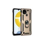 Realme C21 Kılıf Sofya Yüzüklü Silikon Kapak - Gold-(5796)