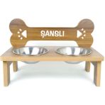 RealWood Ahşap, Çelik Kaseli Büyük Irk Köpek Mama ve Su Stantı-2*1000 ml.