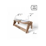 RealWood Ahşap Kedi Su & Mama Kabı - 2'li Oval Model - Eğimli - Kırılmaz Melamin Kase - 2*400ml