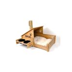 RealWood Çok Amaçlı Kedi Evi - Özel Isim Baskılı - Ahşap Mdf - Siyah Seramik Kase 2*400 - Tırmalama Çubuklu