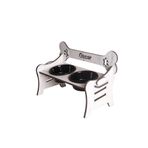 RealWood Köpek Su & Mama Kabı-isim Baskılı-suya Dayanıklı Beyaz-3 Kademeli Kemik Mod-seramik Siyah K-2*1000ml
