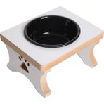 RealWood Siyah Seramik Kaseli - Tekli Kedi Su ve Mama Kabı Standı - 1*400ml