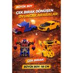 Realx Oyuncak Çek Bırak Çarpışan Robota Dönüşen 2'li Transformers Arabalar