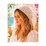 REBORN DESIGN Bohem Örme Güneş Çarkı Motifli Pamuklu Bej Renk Bandana Eşarp