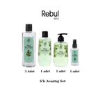 Rebul Pine Forest 6’lı Set: 3x250ml Cam Şişeli Kolonya, 500ml Duş Jeli, 500ml Sıvı Sabun, 125ml Sprey Pet